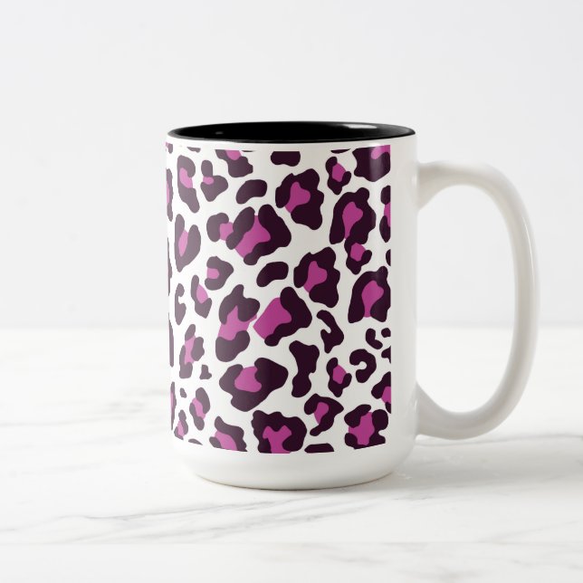 Leopard Print Lila Två-Tonad Mugg (Höger)