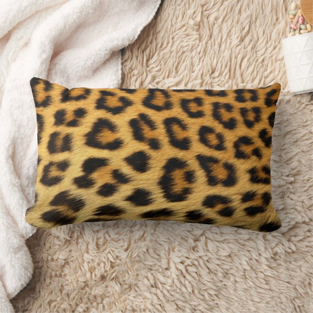Leopard Print Lumbarkudde (Filt)