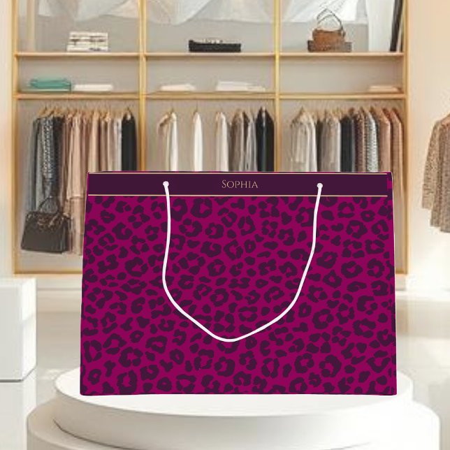 Leopard Print-Magenta (Leopard Print-Magenta Large Gift Bag )