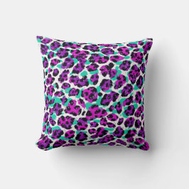 Leopard Print Magenta Rosa Teal Blue Kudde