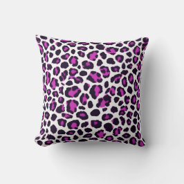Leopard Print Magenta White Kudde