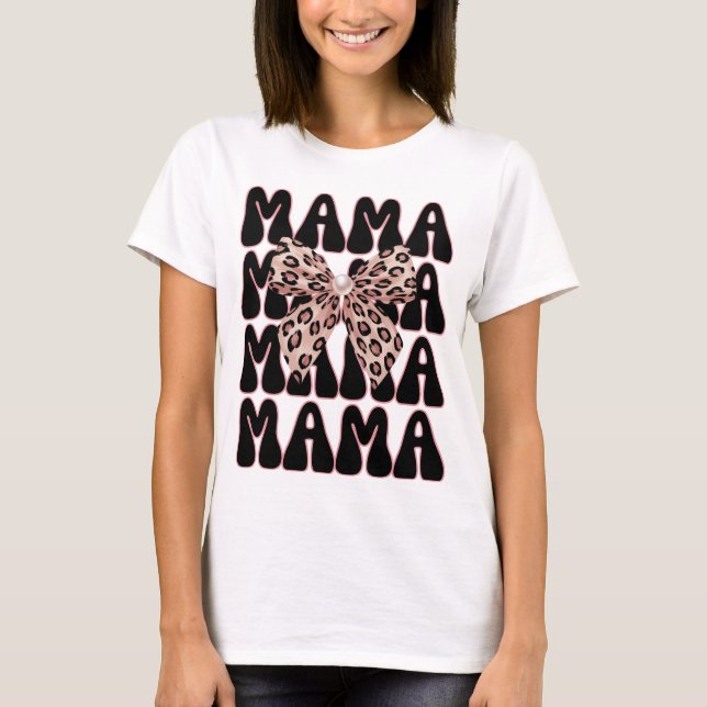 Leopard Print Mamma Coquette Cheetah Bow Trendig M T Shirt (Framsida)