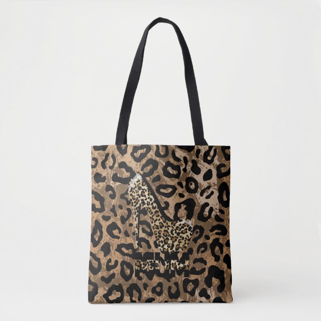 Leopard Print MAMMA Mode Tote Tygkasse (Framsida)