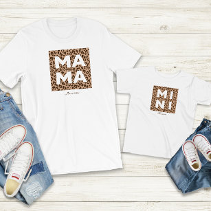 Leopard Print Mamma och Mini Matching Outfit T Shirt