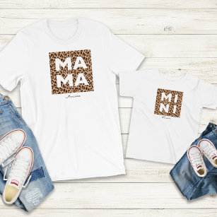 Leopard Print Mamma och Mini Matching Outfit T Shirt