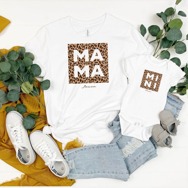 Leopard Print Mamma och Mini Matching Outfit T Shirt (Skapare uppladdad)