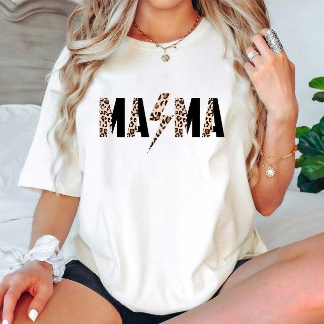 Leopard Print Mamma | Trendiget coola Mors dag T Shirt (Leopard Print Mama Birthday / Mothers Day Trendy T-Shirt)