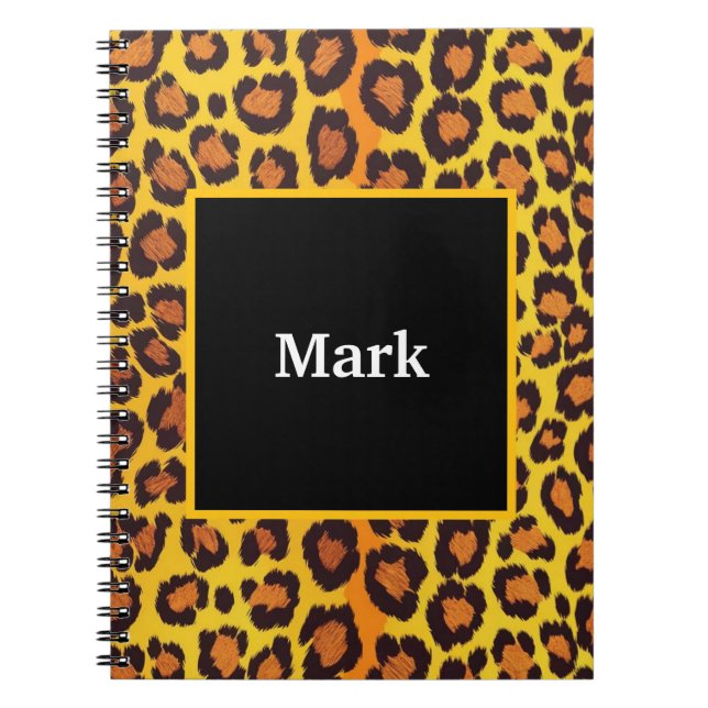 Leopard Print med Namn Anteckningsbok (Framsidan)