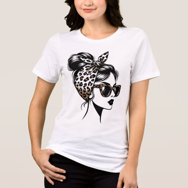 Leopard Print Mode Flicka Estetisk T-Shirt Design (Framsida)