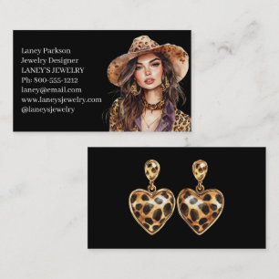 Leopard Print Model Mode Juveldesigner Visitkort
