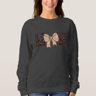 Leopard Print Mom Sweatshirt with Coquette Bow T Shirt
