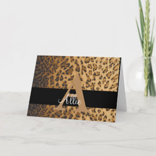 Leopard Print Monogram A Initial, Tack, Note Kort