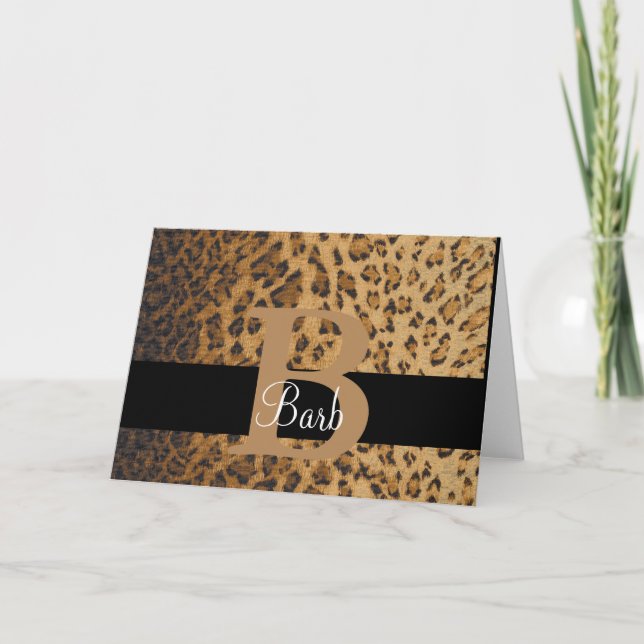Leopard Print Monogram B Initial, Tack, Note Kort (Framsida)