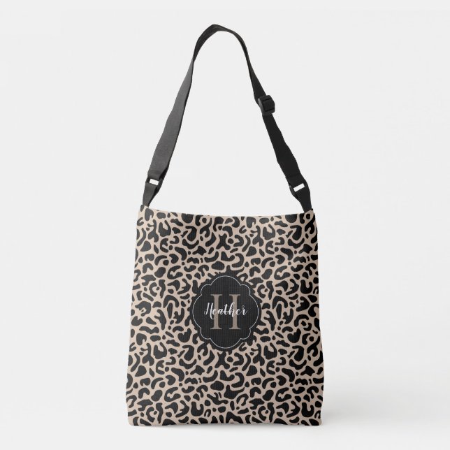 Leopard Print Monogram Tote Bag Axelväska (Baksida)