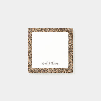Leopard Print Monogrammed Post-it Block