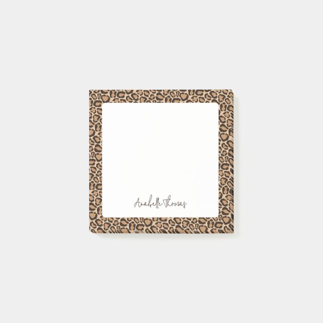 Leopard Print Monogrammed Post-it Block (Framsida)
