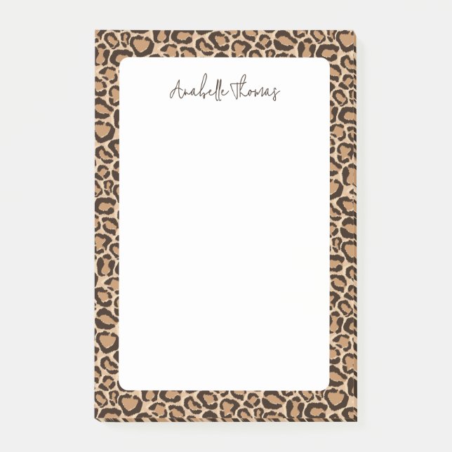 Leopard Print Monogrammed Post-it Block (Framsida)