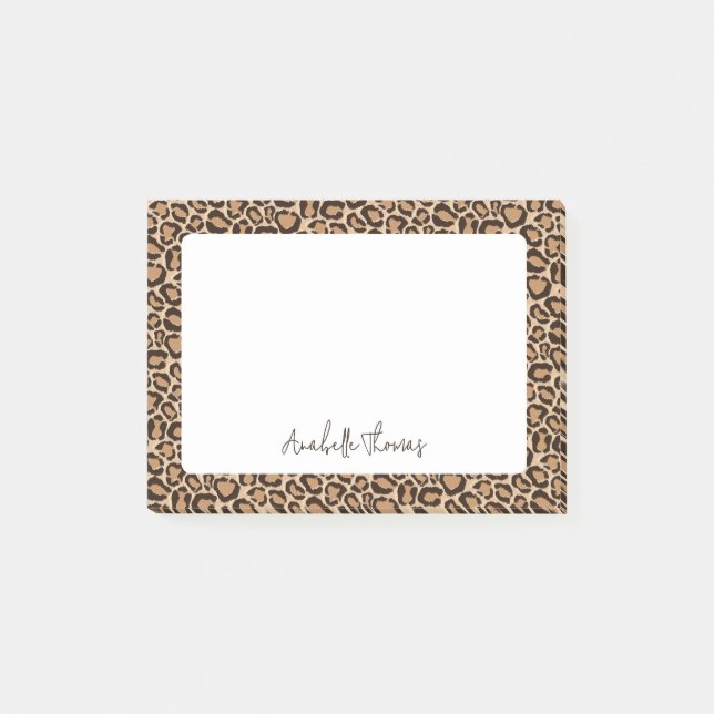 Leopard Print Monogrammed Post-it Block (Framsida)