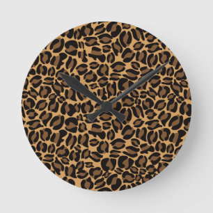 Leopard Print Mönster Classic Jungle Rund Klocka