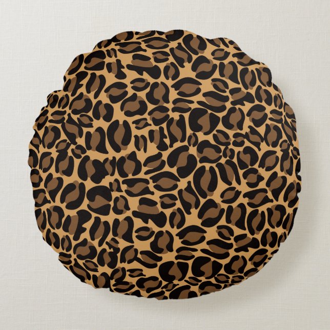Leopard Print Mönster Classic Jungle Rund Kudde (Framsidan)