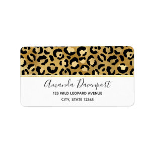 Leopard Print Mönster i Guld och Black Adressetikett