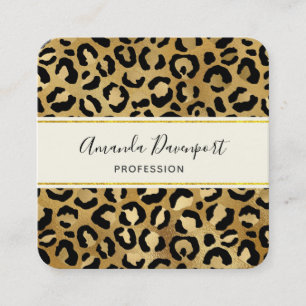 Leopard Print Mönster i Guld och Black Fyrkantigt Visitkort