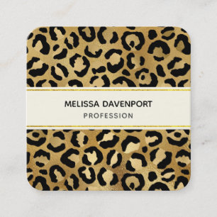 Leopard Print Mönster i Guld och Black Fyrkantigt Visitkort