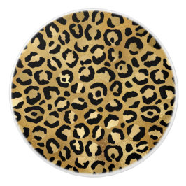 Leopard Print Mönster i Guld och Black Knopp