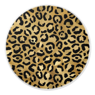 Leopard Print Mönster i Guld och Black Knopp