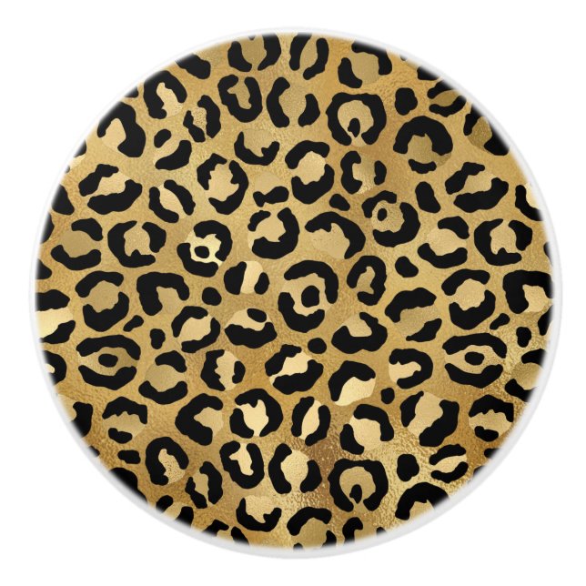 Leopard Print Mönster i Guld och Black Knopp (Framsidan)