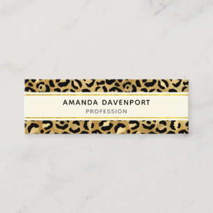 Leopard Print Mönster i Guld och Black Mini Visitkort