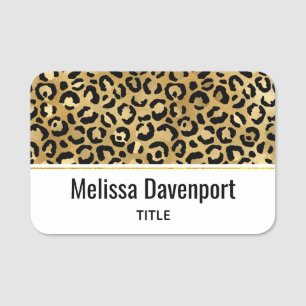 Leopard Print Mönster i Guld och Black Namnbricka