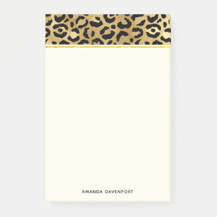 Leopard Print Mönster i Guld och Black Post-it Block
