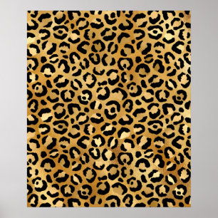 Leopard Print Mönster i Guld och Black Poster
