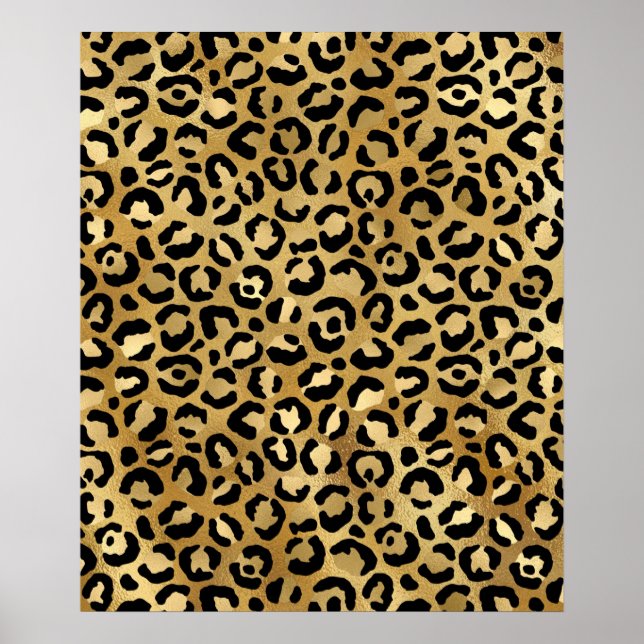 Leopard Print Mönster i Guld och Black Poster (Framsidan)