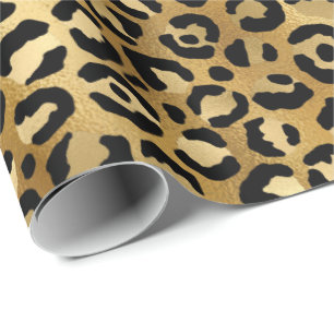 Leopard Print Mönster i Guld och Black Presentpapper