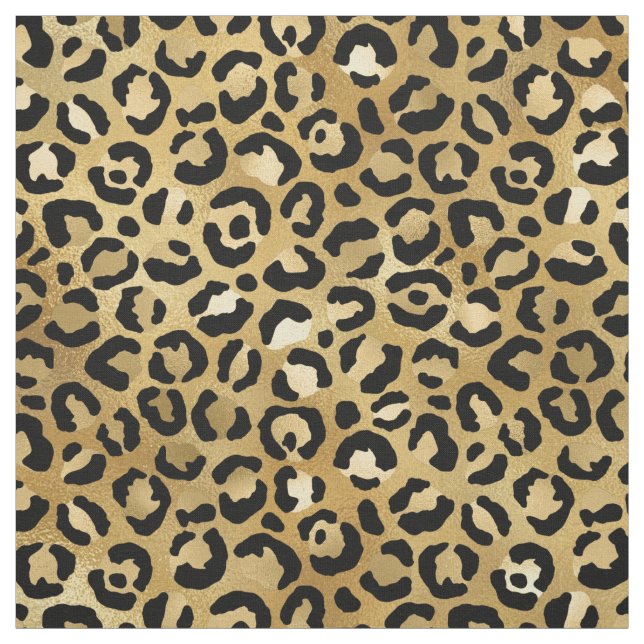 Leopard Print Mönster i Guld och Black Tyg (Provkarta)