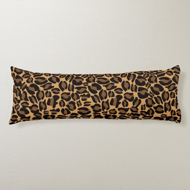 Leopard Print Mönster Jungle Original brunbrun Kroppskudde (Framsidan)