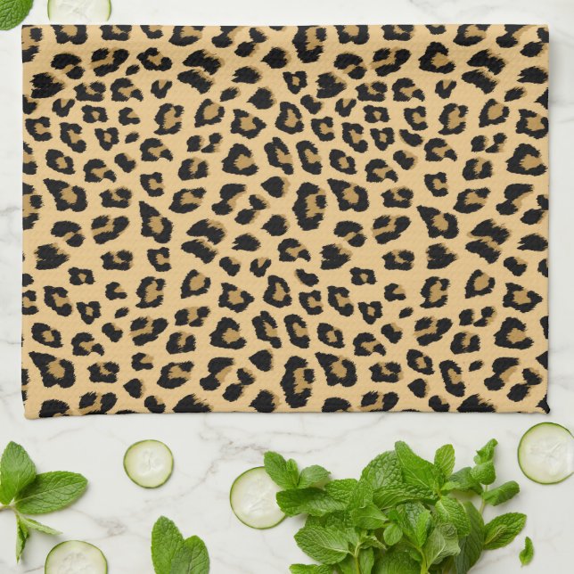 Leopard Print Mönster Kökshandduk (Vikta)