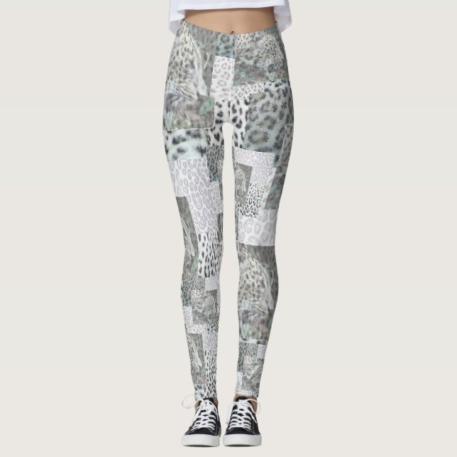 Leopard Print Mönster Legging (Framsida)