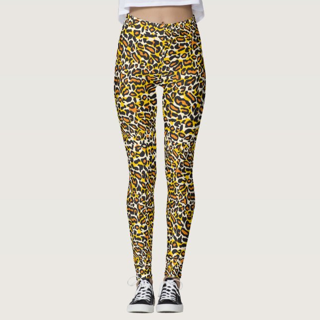 Leopard Print Mönster Leggings (Framsida)