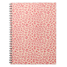 Leopard Print Mönster Living Coral White Anteckningsbok