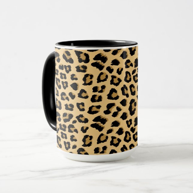 Leopard Print Mönster Mugg (Framsida vänster)