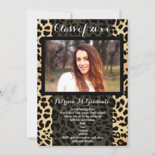 Leopard Print Mönster Ribbon Photo Studenten Inbjudningar