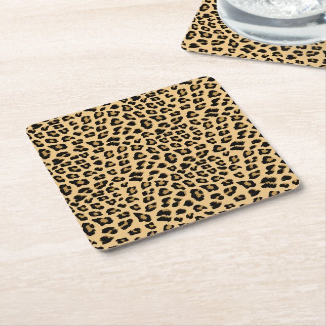 Leopard Print Mönster Underlägg Papper Kvadrat (Vinklad)