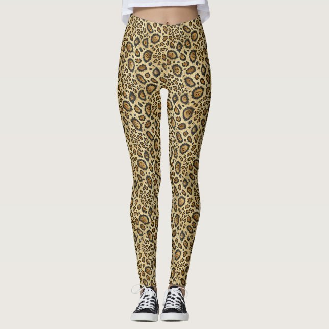 Leopard Print Mönster – Vilda Djur Skinn Design Leggings (Framsida)