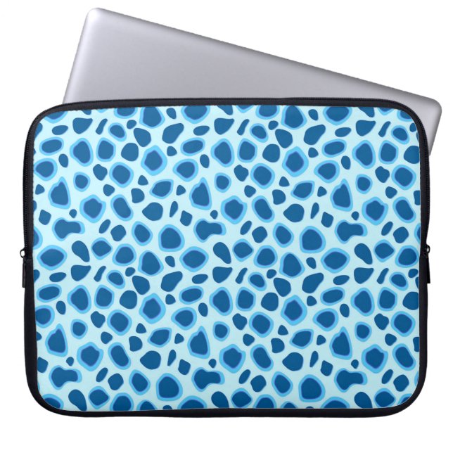 Leopard Print - Mörk Cobalt and Himlar blue Laptop Sleeve (Framsidan)