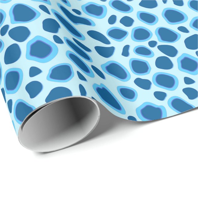 Leopard Print - Mörk Cobalt and Himlar blue Presentpapper (Rullad Hörn)