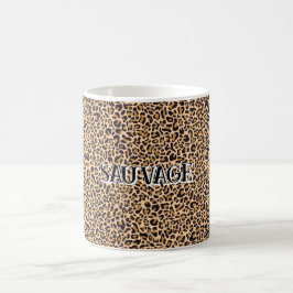 Leopard Print Mug with “Sauvage” Text Kaffemugg