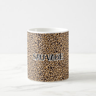 Leopard Print Mug with “Sauvage” Text Kaffemugg